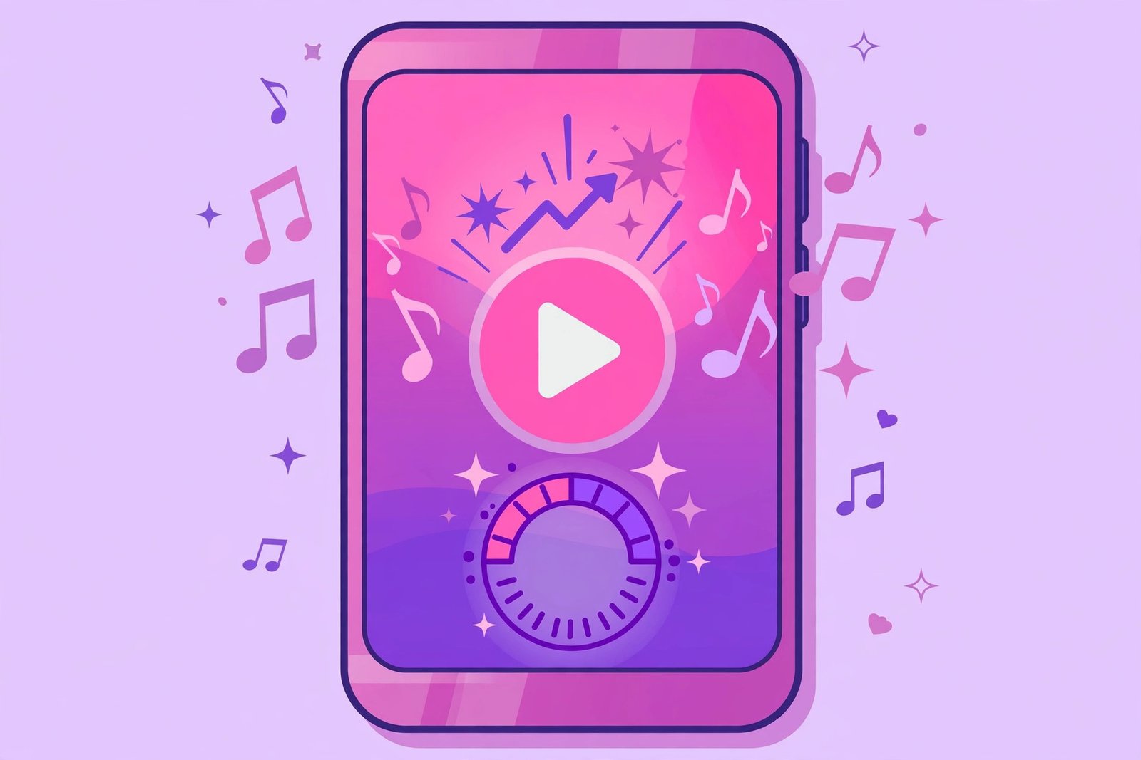Smartphone showing a viral score reveal video with music notes